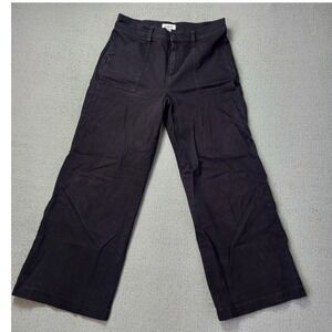 Evereve Pants Womens 29 Black Wide Leg Utility High Rise Patch Pocket Trousers